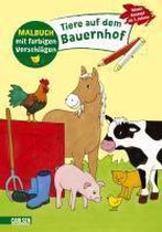 Malbuch mit farbigen Vorschlägen: Tiere auf dem Bauernhof