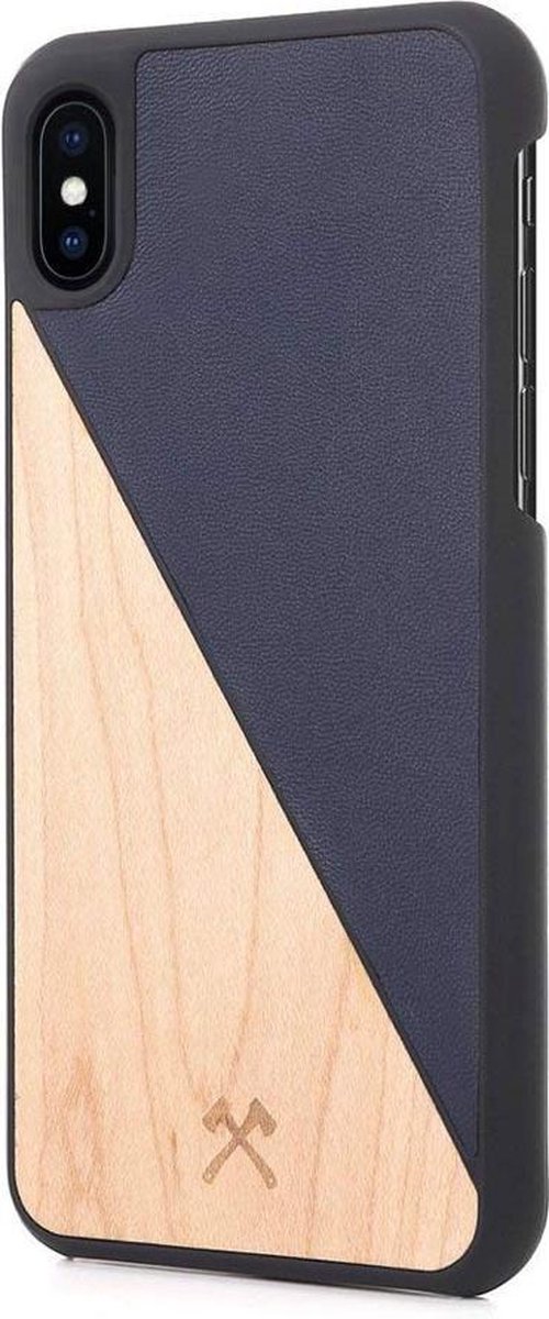 iPhone Xs Max hoesje - Woodcessories - Donkerblauw - Hout