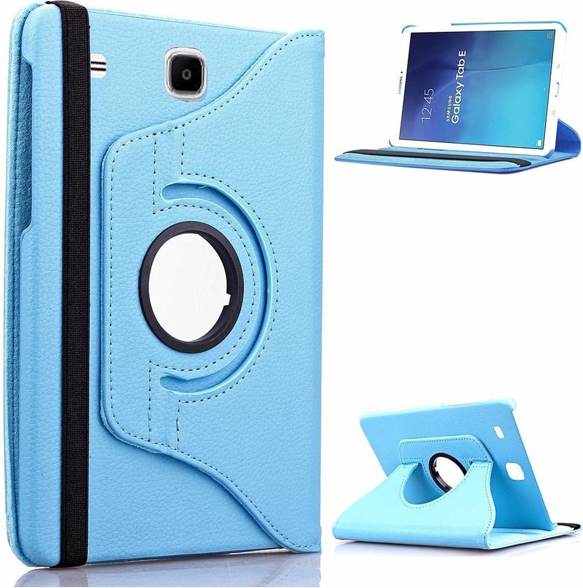 Samsung Galaxy Tab E 9.6 T560 / T561 Swivel Case 360 graden Draaibare Beschermhoes Tablethoes Cover Hoes met Multi-stand - Kleur Hemelsblauw / Aqua
