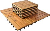 9x Houten Kliktegels - Terrastegels Zwembad Ondertegels - Hardhouten Buitentegels Balkon / Tuin / Terras - Vlonder Balkontegels 30x30cm