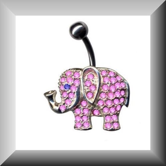 Aparte piercing van zilver , model roze olifant