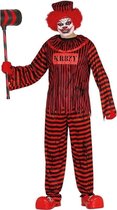 Horror clown gevangene verkleed kostuum rood/zwart voor heren - Killer clownspak - Halloween verkleedkleding L (52-54)