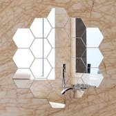 Hexagon Wand Spiegel - 12 Stuks - 126x110x63 mm Zeshoek spiegel tegel - Decoratie voor iedere kamer
