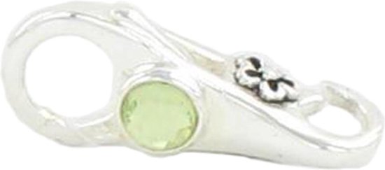 Quiges - 925 - Zilveren - Bedels -Sterling zilver - Beads - Dubbel Karabijn Sluiting met Zirkonia Groen Kraal Charm - Geschikt – voor - alle bekende merken - Armband Z393