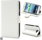 Carbon Fiber wallet case hoesje Samsung Galaxy Express 1 I8730 wit