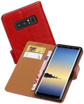 Zakelijke Book Case Telefoonhoesje Geschikt voor de Samsung Galaxy Note 8 - Portemonnee Hoesje - Pasjeshouder Wallet Case - Rood