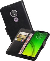 Zakelijke Book Case Telefoonhoesje Geschikt voor de Motorola Moto G7 - Portemonnee Hoesje - Pasjeshouder Wallet Case - Power Zwart