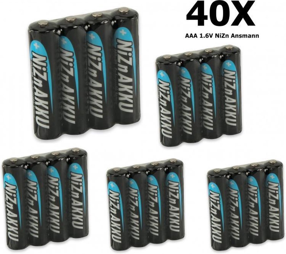 40 Stuks AAA 1.6V NiZn Ansmann Oplaadbaar Batterijen 550mAh