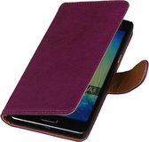 Paars Echt Leer Booktype Samsung Galaxy J1 Wallet Cover Hoesje
