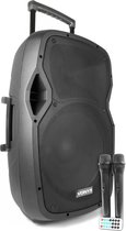 Mobiele party speaker - Vonyx AP1500PA - 800 Watt - partybox met 2 microfoons - op accu