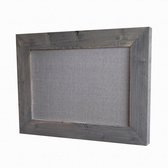 Steigerhouten Prikbord Verweerd Grijs met Warm Grijze Ruit Doek
