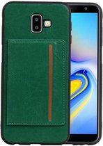 Groen Staand Back Cover 1 Pasjes voor Samsung Galaxy J6 Plus