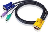 Aten 2L5206P toetsenbord-video-muis (kvm) kabel 6 m Zwart