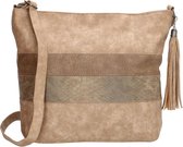 BEAGLES Omhang Crossbody Schoudertas Taupe Trendy Tas met Hanger