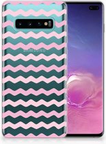 Geschikt voor Samsung Galaxy S10 Plus Uniek TPU Hoesje Waves Roze