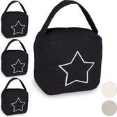 relaxdays 4 x sac de butée de porte - butée de porte avec étoile - poignée - vintage - moderne - noir