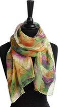Dames sjaal - chiffon - groen - geel - lila - oranje - 50 x 160 cm