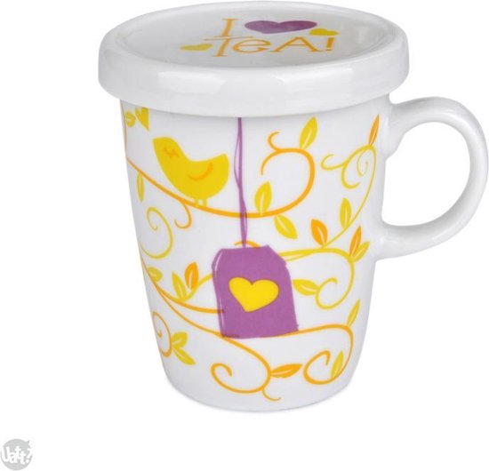 Uatt I Love Tea - Beker - Geel/Wit/Paars