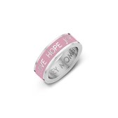 Key Moments Color 8KM R0014-50 - Stalen Ring met Tekst - Love Hope Joy - Ringmaat 50 - Zilverkleurig / Roze