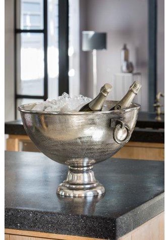 Livlight champagne en wijnkoeler koeler / fruitschaal op voet - chique -  zilver | bol.com