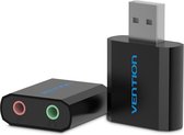 USB externe geluidskaart naar 3.5mm audio microfoon AUX adapter - Zwart