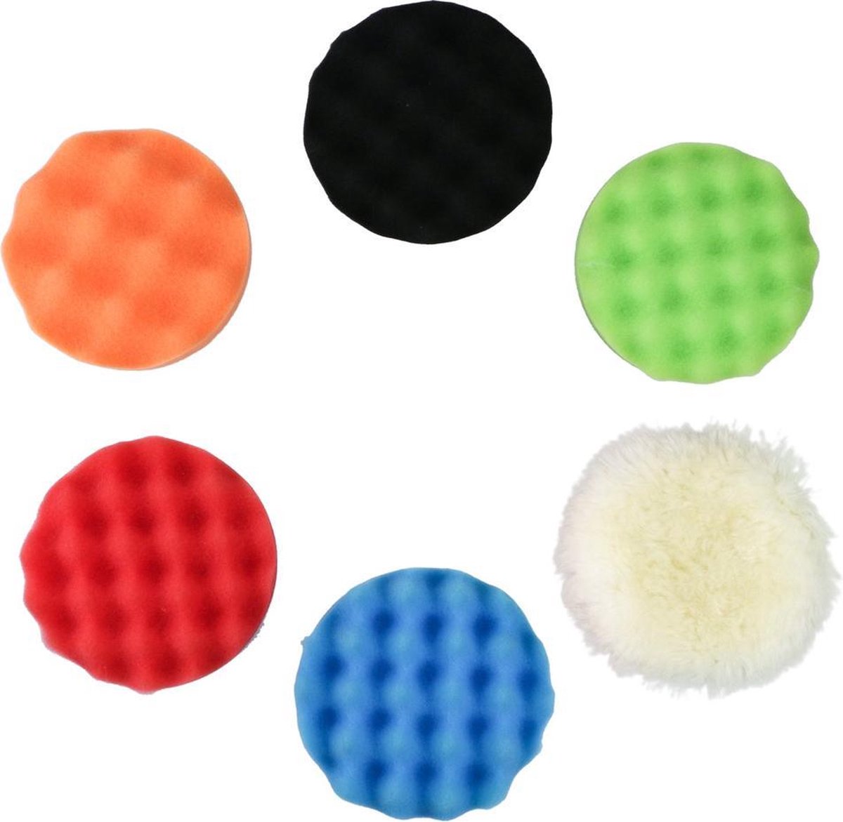 Polijstset auto 7-delig, 125 mm polijstpads set met polijstspons
