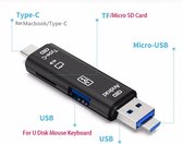 Type-C, USB 2.0, Micro USB, Micro SD en USB Cardreader in 1 - Zwart