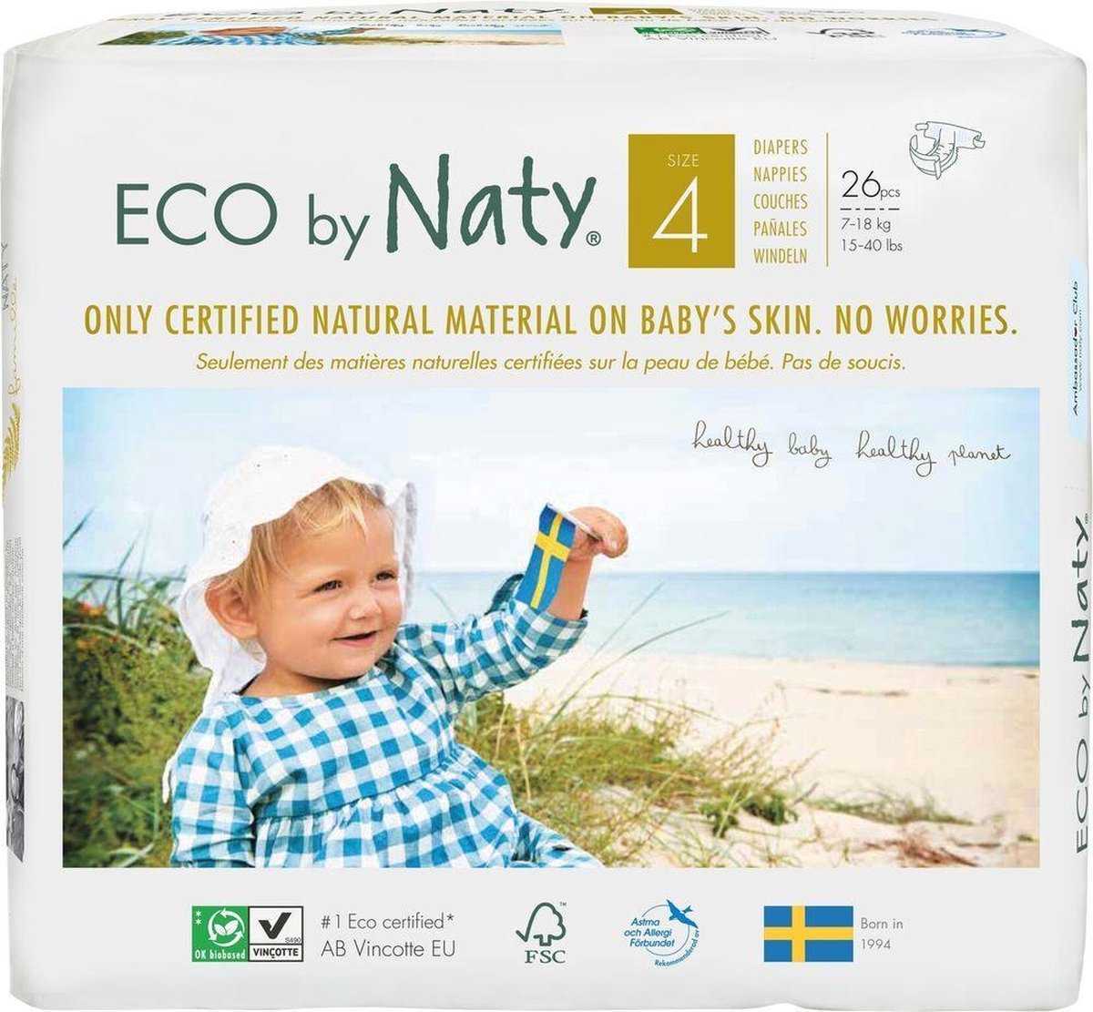 Naty eco luiers maat 4 7-18 kilo 26 stuks( go green)