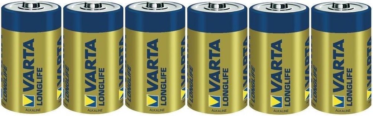 D batterij (mono) Varta LONGLIFE D Folie 6 Alkaline 1.5 V 15800 mAh 6 stuk(s)