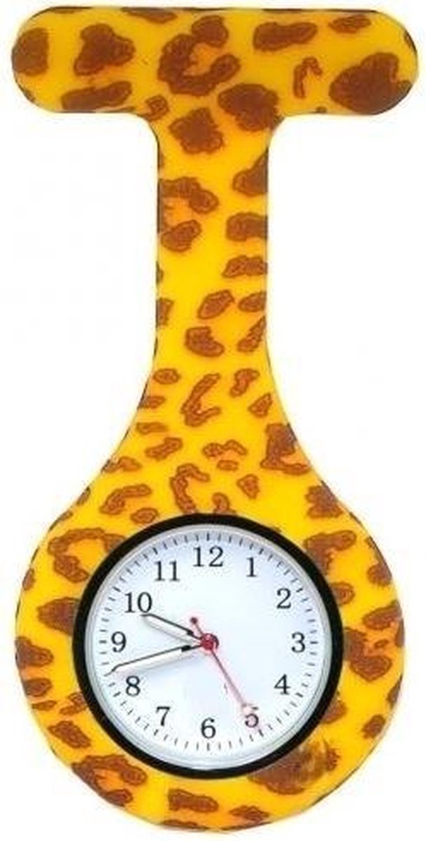 Verpleegster horloge jelly tijgerprint ( gele wijzerplaat)