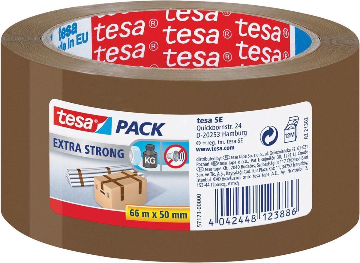 Verpakkingstape tesa 57173 50 mm x 66 m pvc bruin - Tesa