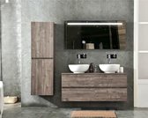 Excellent Wellness Badkamermeubel Type: B, 130 cm, kleur Mocca, inclusief 2x keramiek Waskom en LED-Spiegel