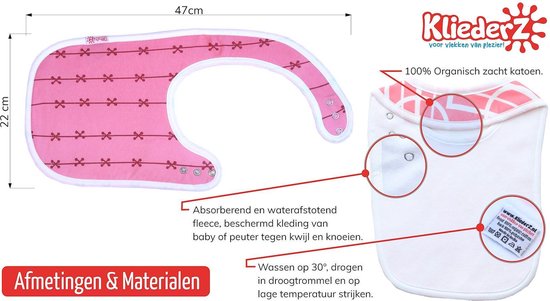KliederZ hippe baby slabbetjes meisjes - 3 eet slabbers - slabben t/m 3 jr FB03b van KliederZ — afbeelding 2