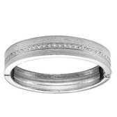 Behave - Armband - Bangle - Zilver kleur - Scharniersluiting - Steentjes - Metaal - Dames - 16.5 cm