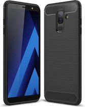 DrPhone BCR1 Geborsteld TPU case - Ultimate Drop Proof Siliconen Case - Carbon fiber Look - Geschikt voor A6+(Plus) Hoesje - Zwart