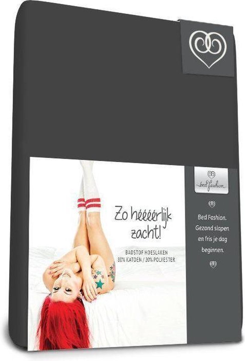 Badstof stretch hoeslaken Antraciet - 90 x 220 cm - Antraciet