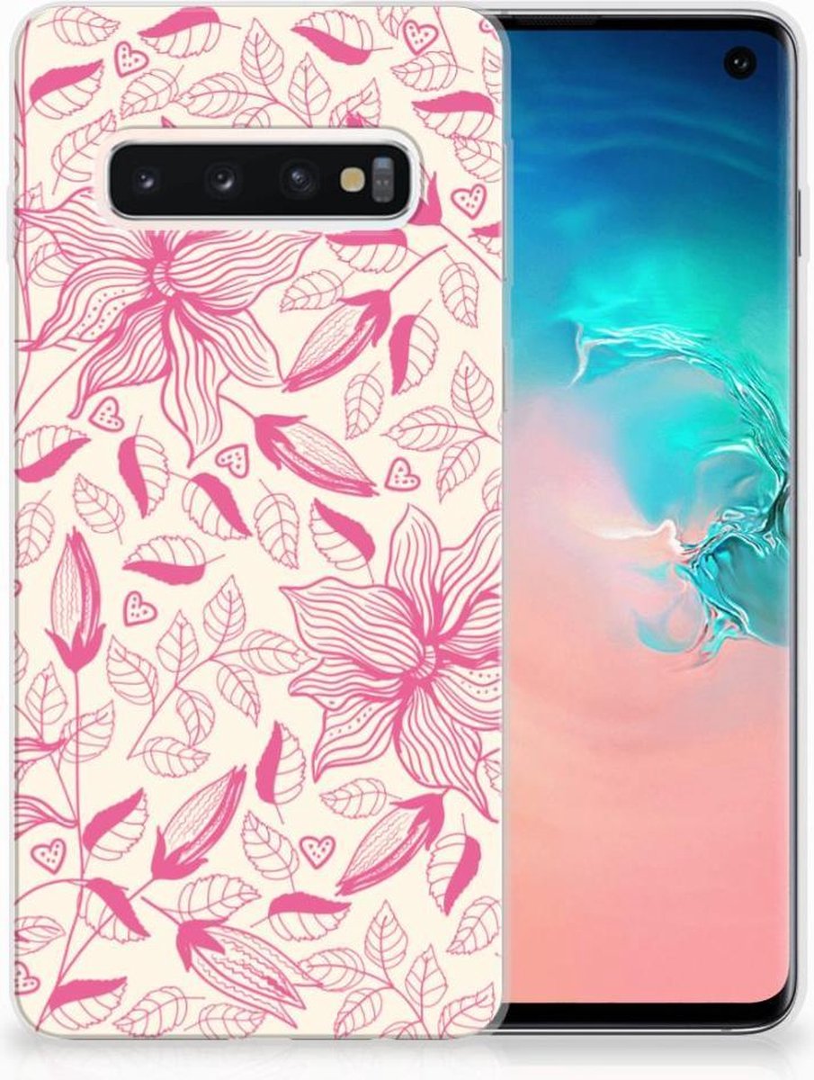 Back Cover voor Samsung Galaxy S10 TPU Case Pink Flowers