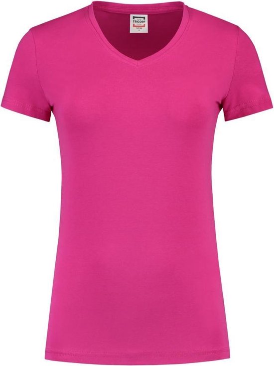 Tricorp Dames T-shirt V-hals 190 grams - Casual - 101008 - Fuchsia - maat XL