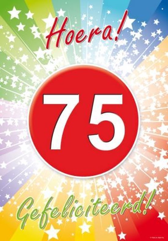 75 jaar poster / deurposter - 59 x 42 cm - verjaardag leeftijd  feestartikelen/versiering | bol.com