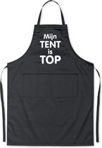 Benza Schort Mijn tent is TOP - Grappige/Leuke/Mooie/Luxe Keukenschort - Zwart