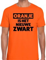 Oranje tekst shirt Oranje is het nieuwe zwart t-shirt heren -  Koningsdag kleding L