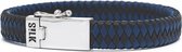 SILK Jewellery - Zilveren Armband - Alpha - 841BBU.22 - blauw/zwart leer - Maat 22