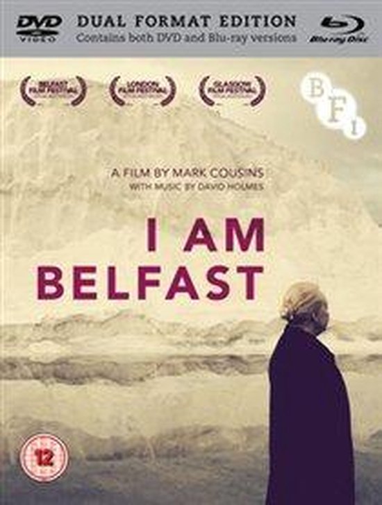 Avant de la couverture DVD Dual Format Edition "I Am Belfast", avec le portrait d'une femme et un paysage de montagne.