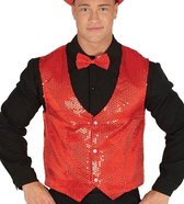 Rode verkleed gilet met pailletten maat 48/50 voor heren