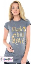 Grijs zwangerschaps shirt Made with love - M