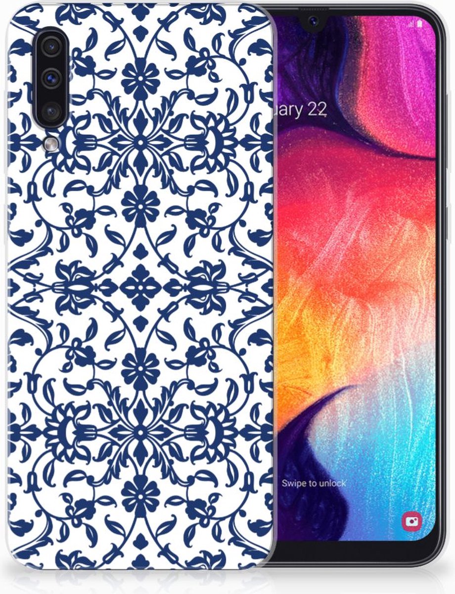 Samsung Galaxy A50 TPU Case Flower Blue