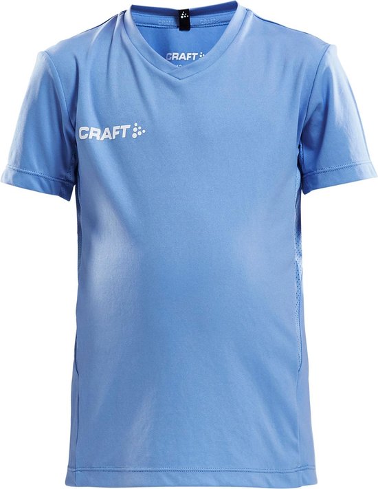 Craft Squad Jersey Solid SS Shirt Junior  Sportshirt - Maat 122  - Unisex - blauw/wit Maat 122/128