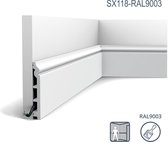 Plinthe Orac Decor SX118-RAL9003 LUXXUS CONTOUR Plinthe Protection de câble Moulure décorative prépeinte antichoc blanc de sécurité 2 m