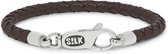SILK Jewellery - Zilveren Armband - Roots - 830BRN.22 - bruin leer - Maat 22