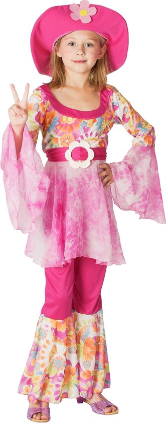 LUCIDA - Roze hippie kostuum voor meisjes - jaar)